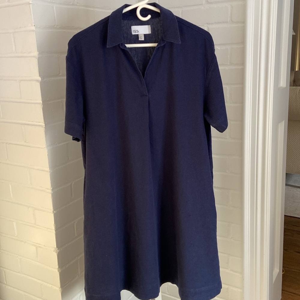 Women’s Navy Blue Nordstrom Rack Linen Comfy Leisure Oversized Dress Size S